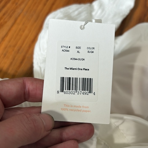 Andie Miami One Piece Smocked Swimsuit White size XL NWT - Picture 4 of 10